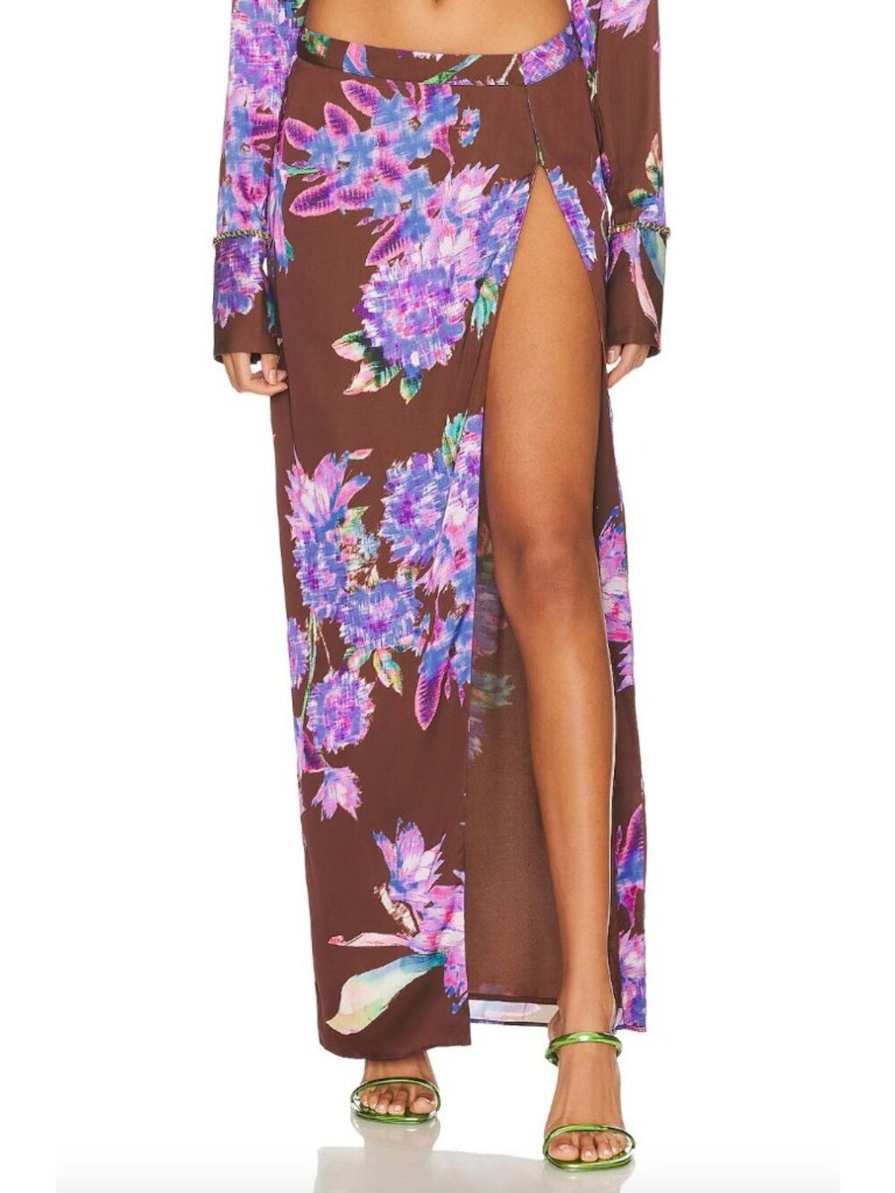 Rococo Sand Shay Maxi Skirt & Bandeau Top Matching Set Brown Purple Womens Size